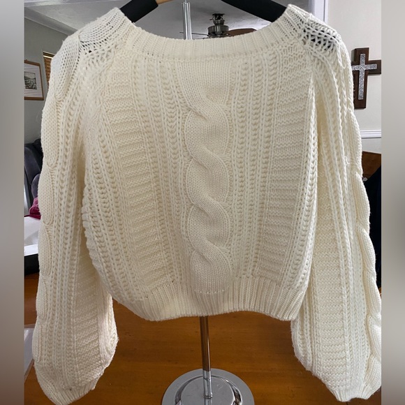 Hand Knit Cable Sweater Large - Picture 2 of 6